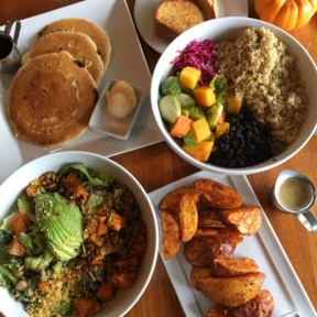 Gluten-free brunch spread from Real Food Daily